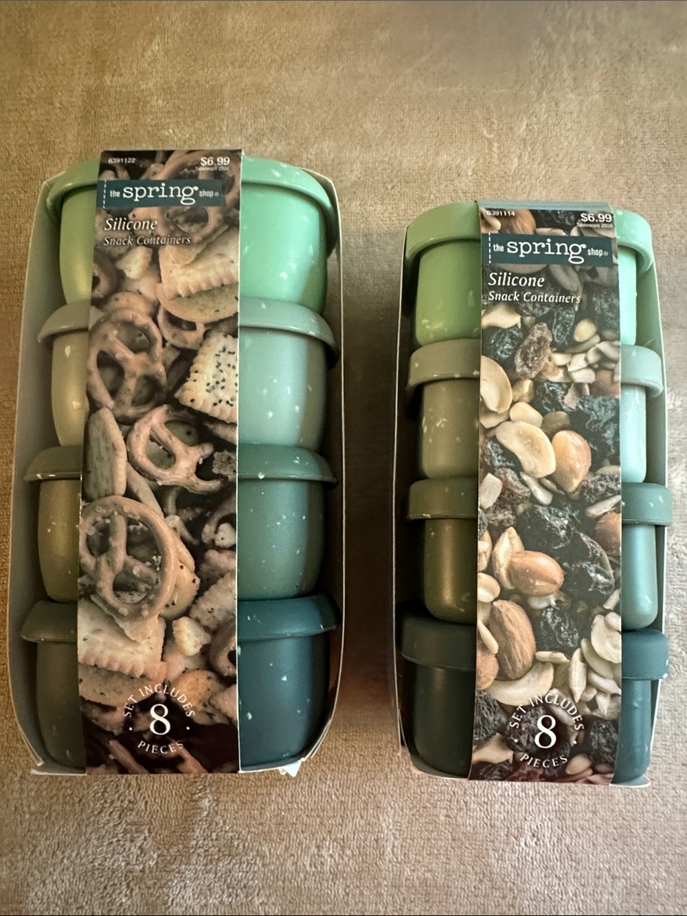 The Spring Shop Silicone Snack Containers - Mint & Teal Set (8pc)